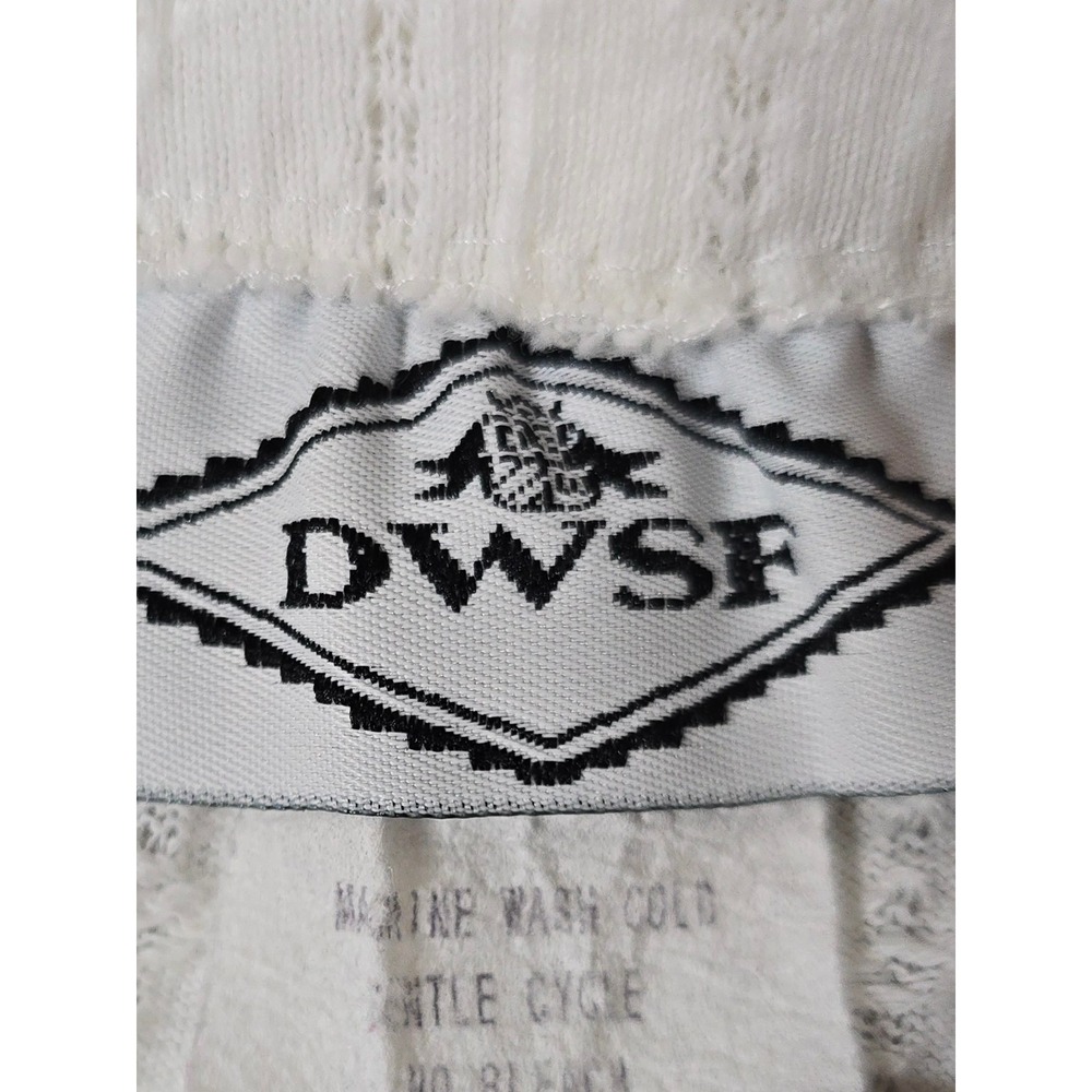 DWSF Vintage White Textured 100% Cotton Elastic Waist Pants Made‎ in USA 26x27 - Picture 2 of 10